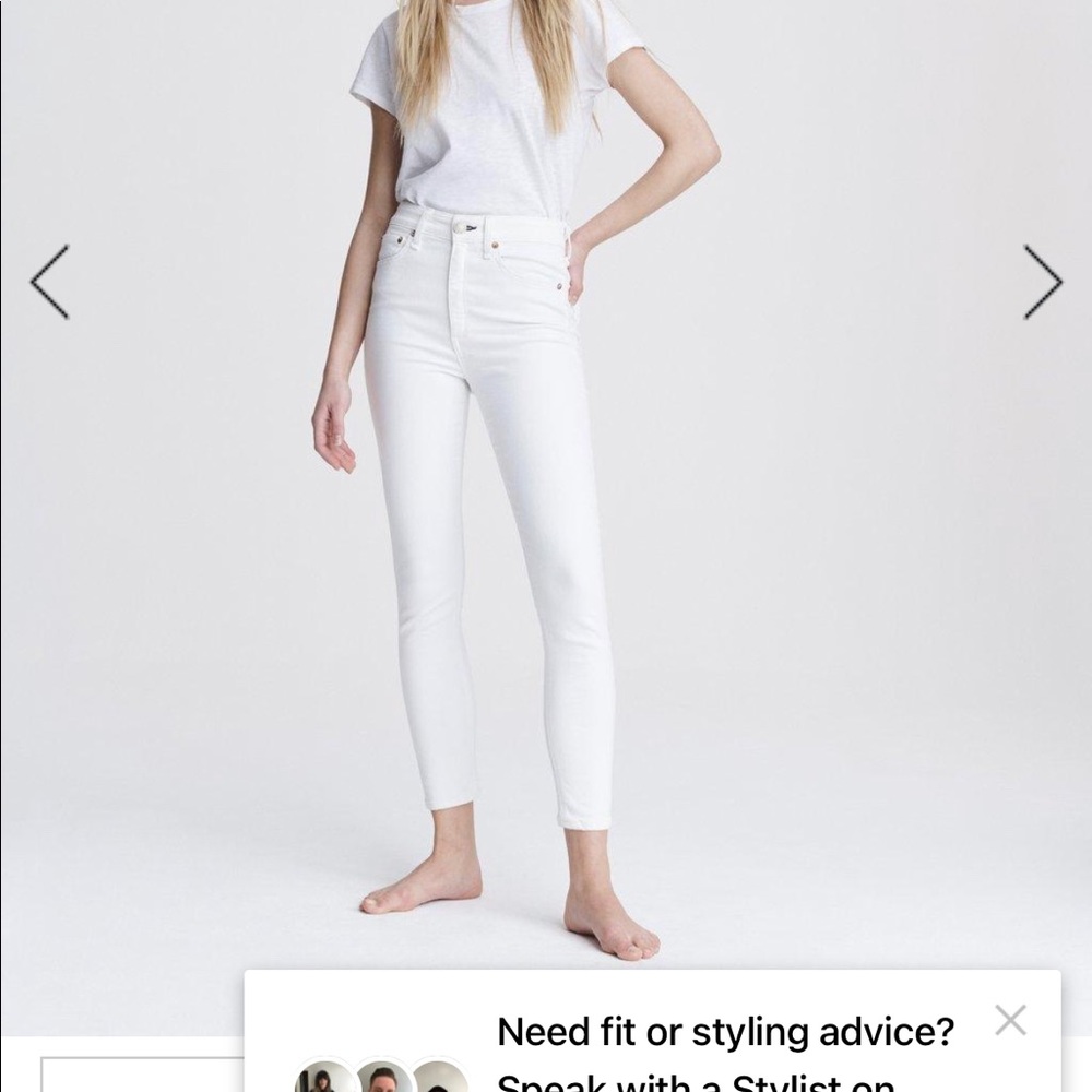 Rag & Bone White High Rise Ankle Skinny Jeans